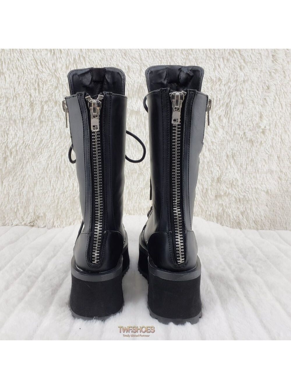 Gravedigger Chrome Toe Cap Platform Goth Punk Boots - Picture 6 of 12